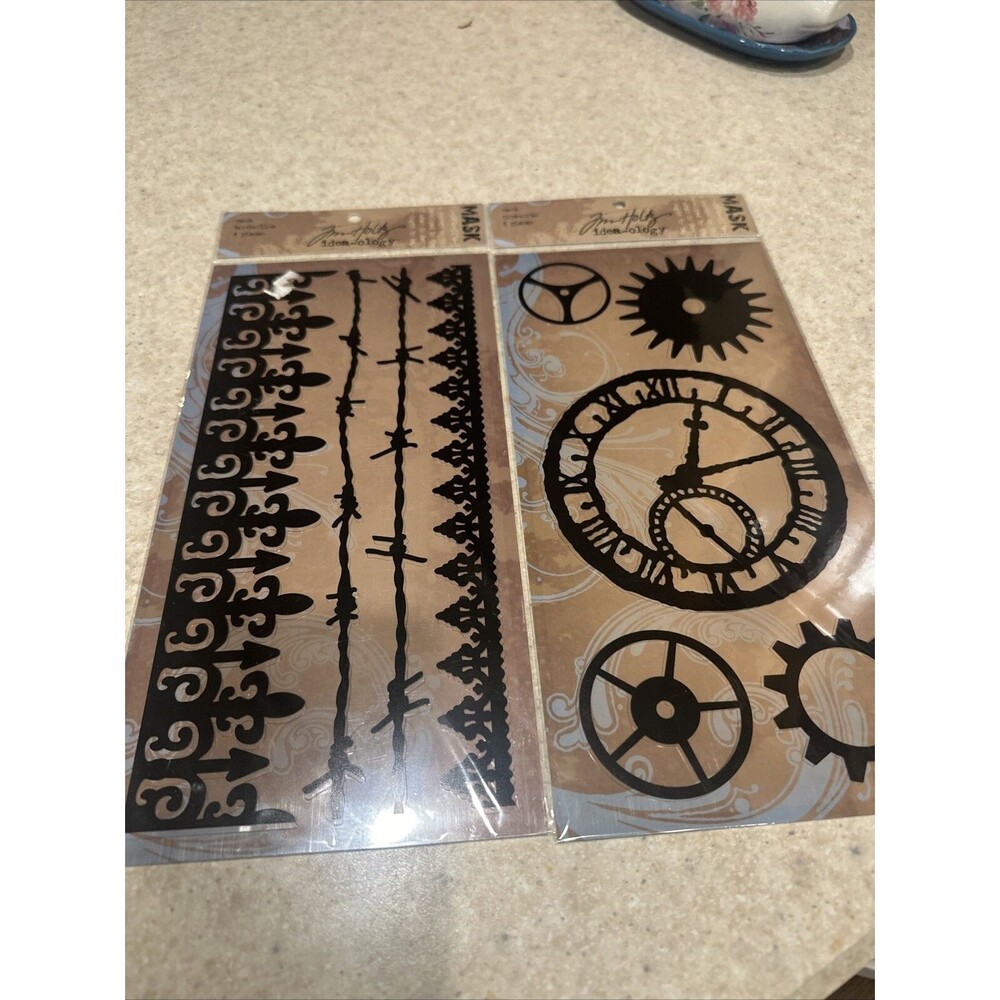 Lot of 2-Tim Holtz idea-ology Masks -  Timeworks & borderline mask